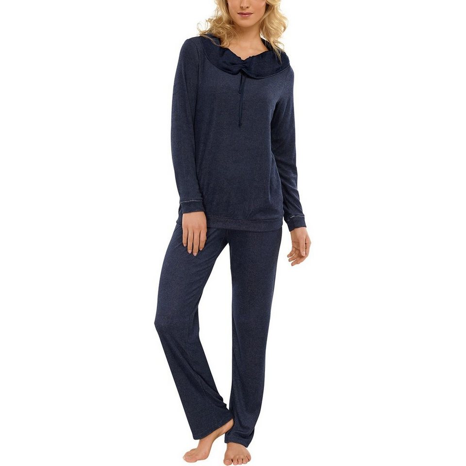 Schiesser Schlafanzug Selected Premium (Set, Set) Damen Schlafanzug Pyjama  Langarm Frottee