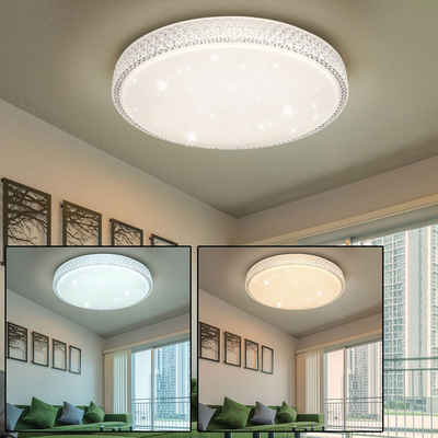 LED 24W Decken Leuchte Bad Küche Schlaf-Ess-Zimmer Kristall Effekt Lüster Lampe 