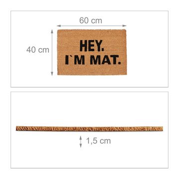 Fußmatte Fußmatte Kokos I'M MAT, relaxdays, Höhe: 15 mm