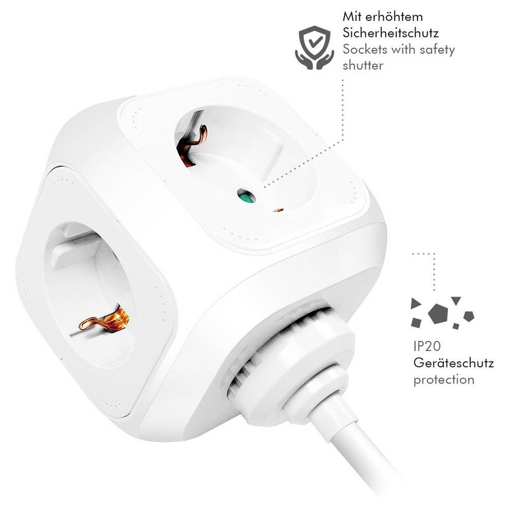 LogiLink LPS283U Steckdosenwürfel Weiß Schutzkontakt 1 St. Steckdosenleiste, mit USB, mit USB-C®, Power Delivery