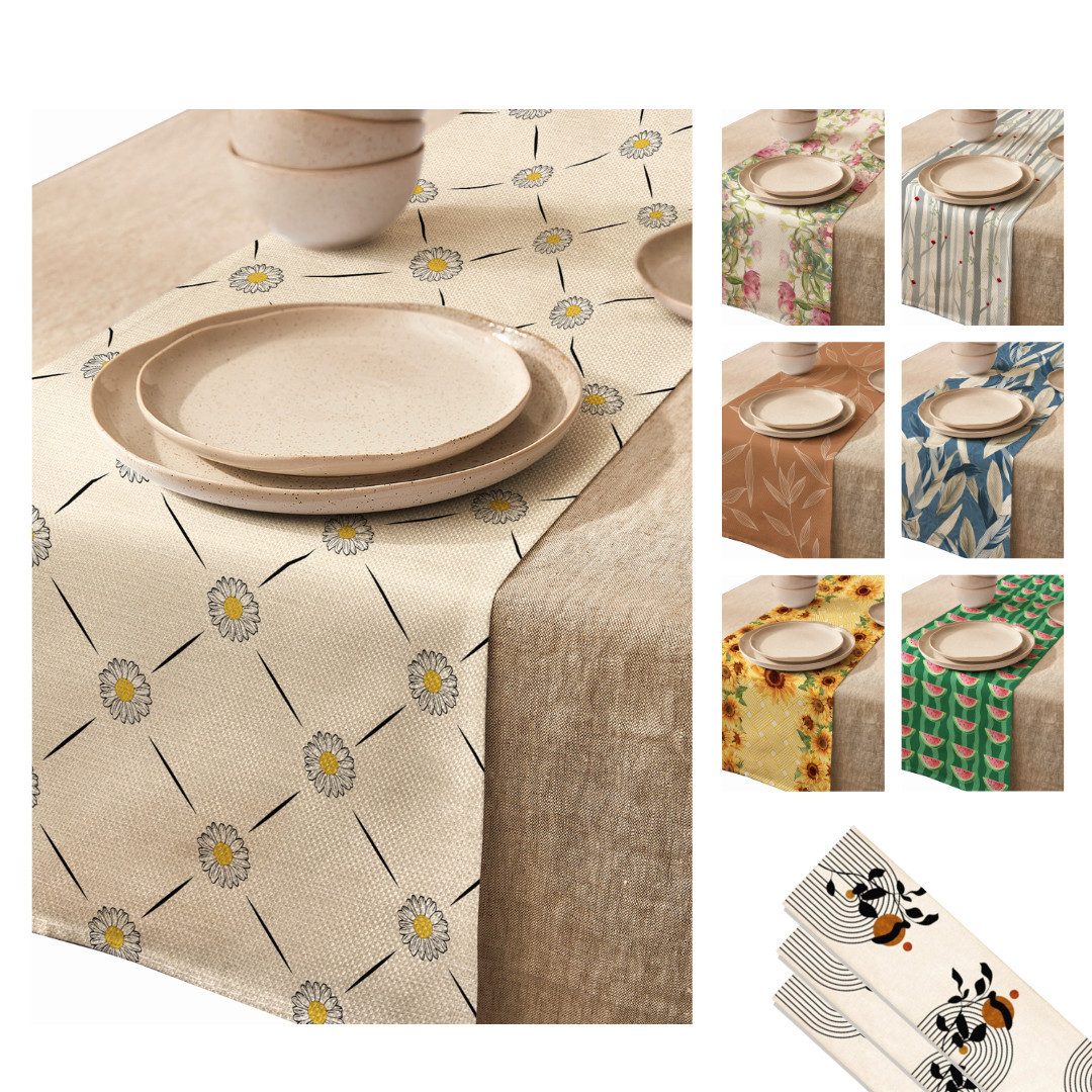 LIVINA HOME Tischläufer Premium Tischdecke abwaschbar, Tischband, moderne Leinenoptik Decke, Tischtuch, Gartentischdecke, Tafeltuch, Oster Deals Sale!