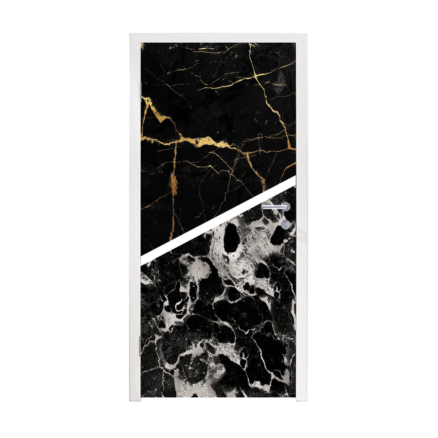 MuchoWow Gold bedruckt, Matt, - Luxus, St), (1 75x205 Marmor Tür, cm - Türtapete Türaufkleber, Fototapete für