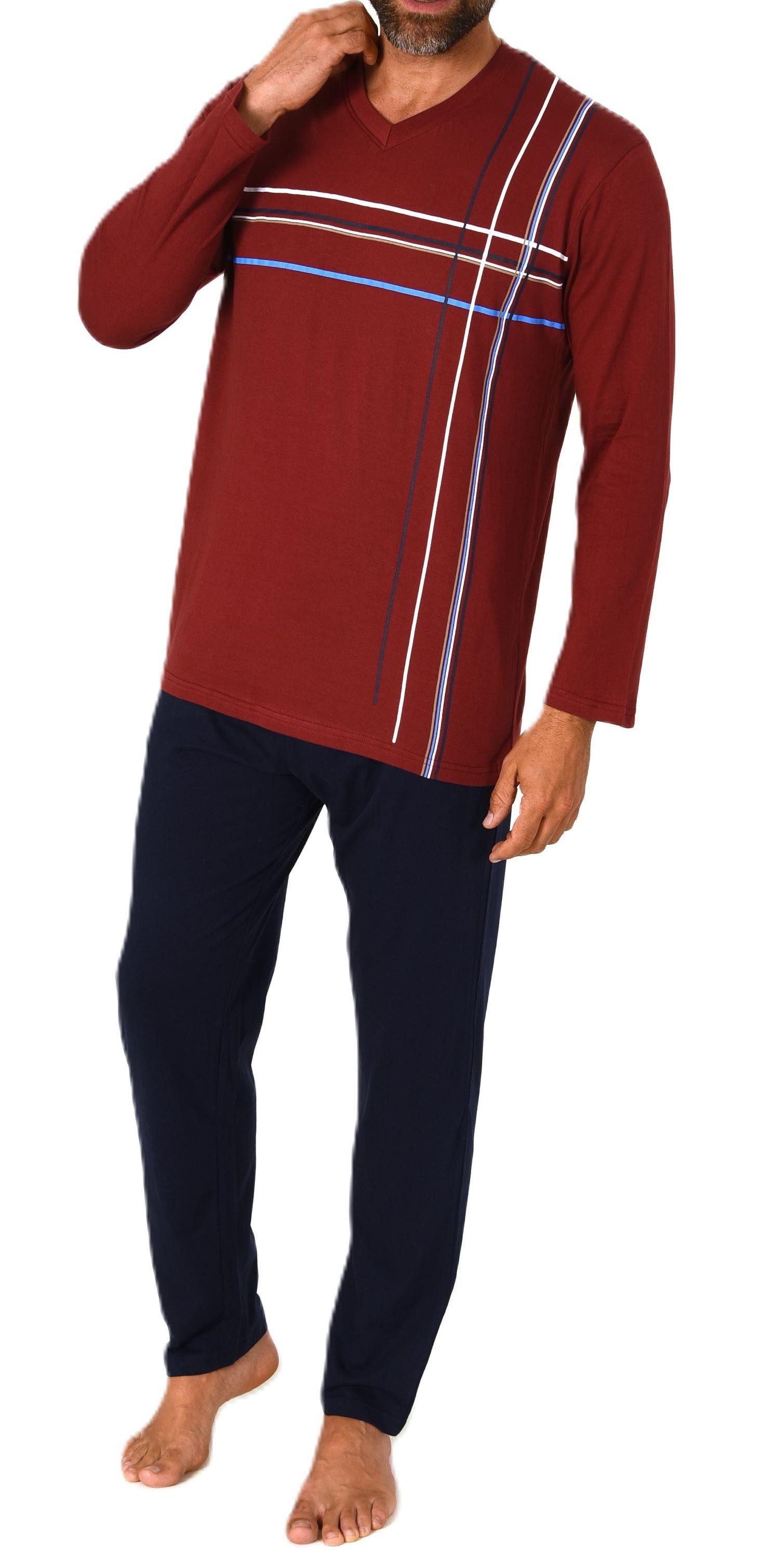 Normann Pyjama Herren Schlafanzug langarm Pyjama mit Frontprint - auch in Übergrößen