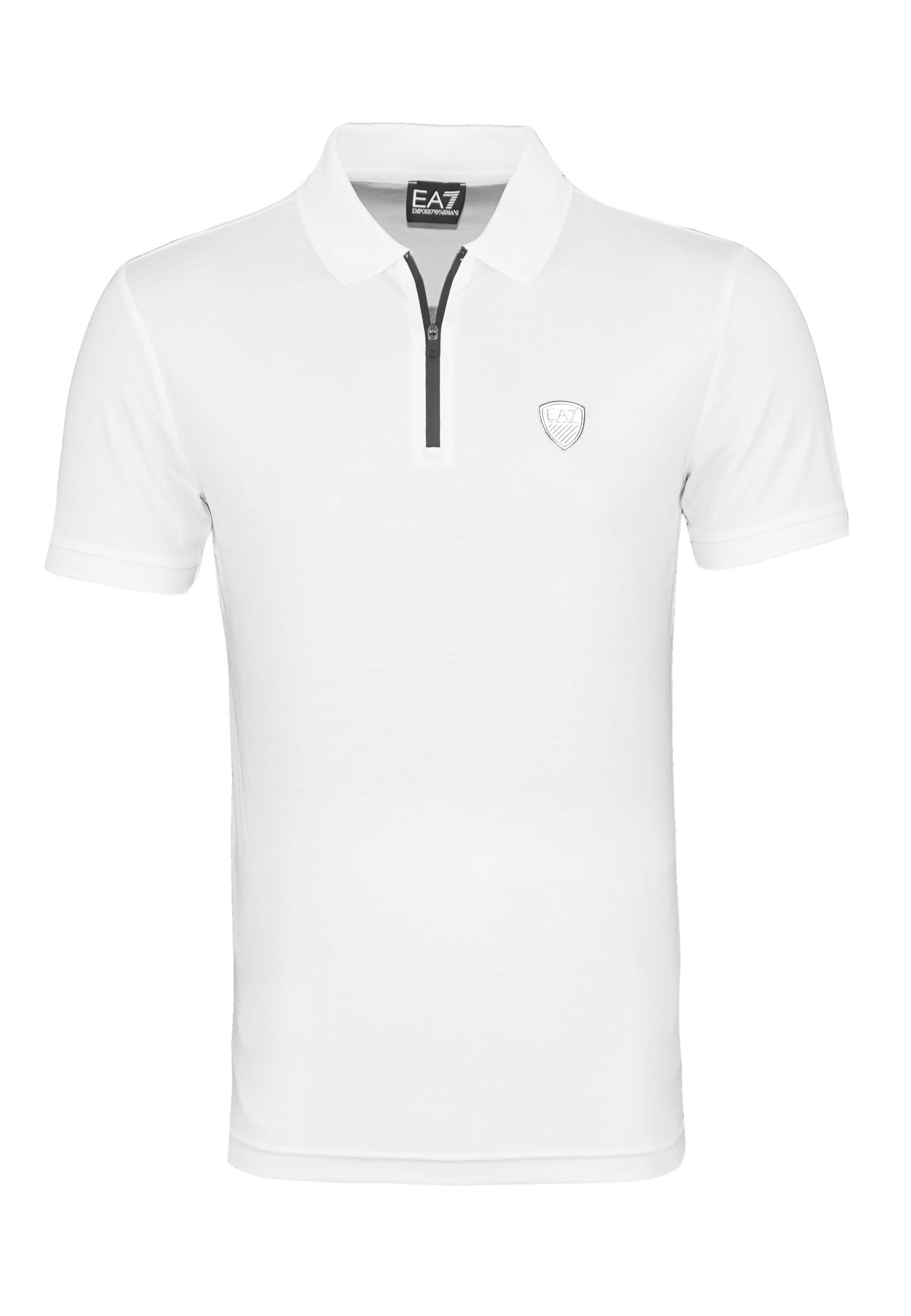 Emporio Armani Poloshirt Shirt Slim Fit Poloshirt mit Reißverschluss (1-tlg) weiss