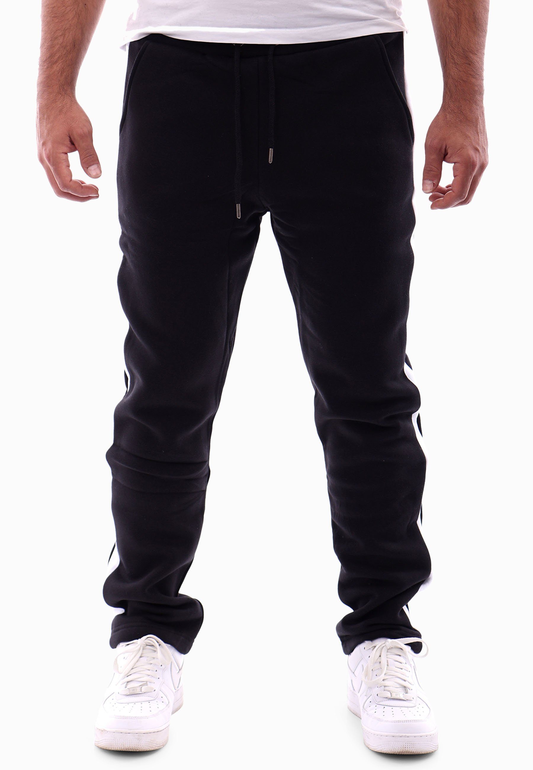 Reslad Jogginghose RS-5091 Sporthose Jogginghose mit Reslad Trainingshose Herren Sweathose Streifen schwarz (1-tlg) gestreift