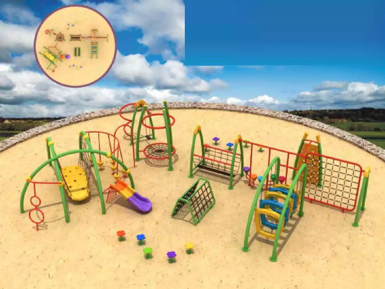 Klettergerüst Kletterwand für Kinder aus wetterfestem Material, bunt