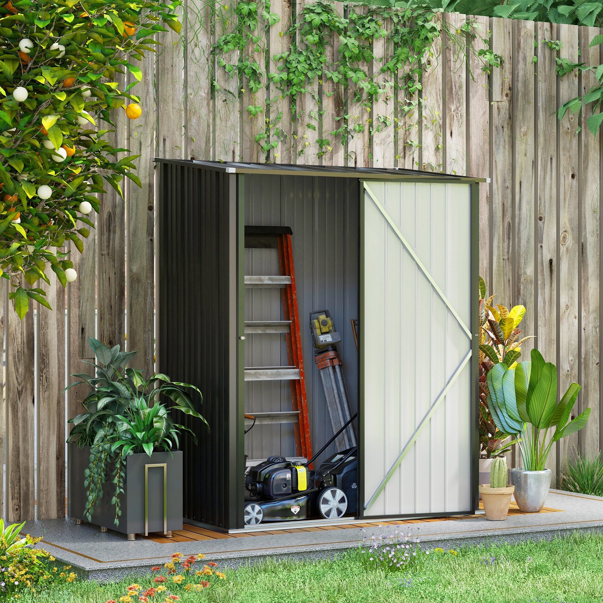 Thumbnail - Outsunny Gerätehaus Gerätehütte, Gartenhaus mit Pultdach, BxT: 161.5x94.5 cm, (Gerätehaus, 1 St., Geräteschuppen), für G...