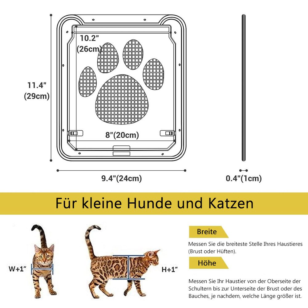 TUWENA Katzenklappe Katzentür für Fliegengitter, Abschließbar Haustiertür f günstig online kaufen