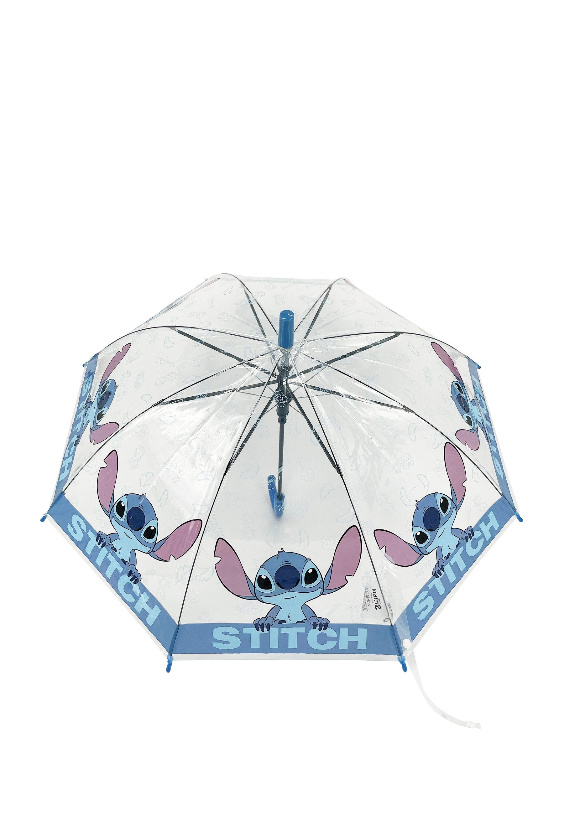 Stitch Stockregenschirm Kinder Automatik-Regenschirm transparent mit Metallgestell ab 3 Jahren, windfest