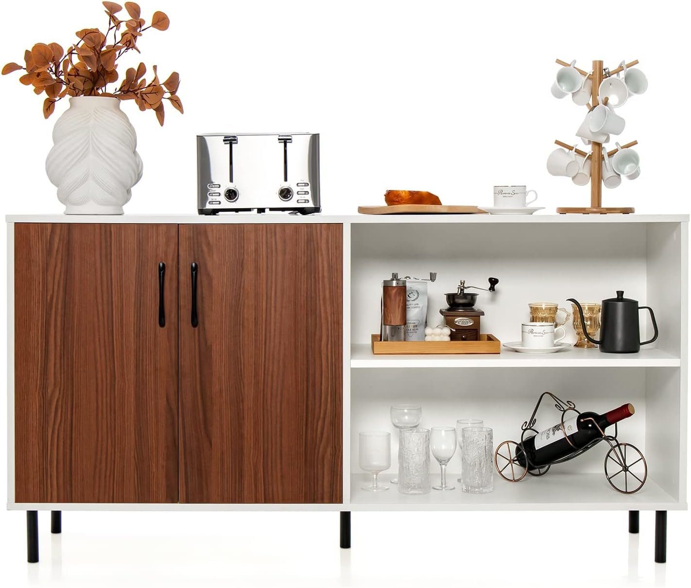 KOMFOTTEU Sideboard Beistellschrank, aus Holz,mit Türen günstig online kaufen