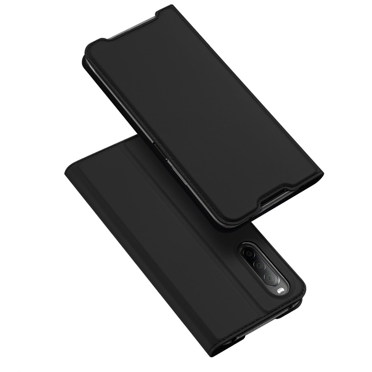 Dux Ducis Handyhülle Buch Tasche für Sony Xperia 10 IV schwarz 6 Zoll, Kunstleder Schutzhülle Handy Wallet Case Cover mit Kartenfächern