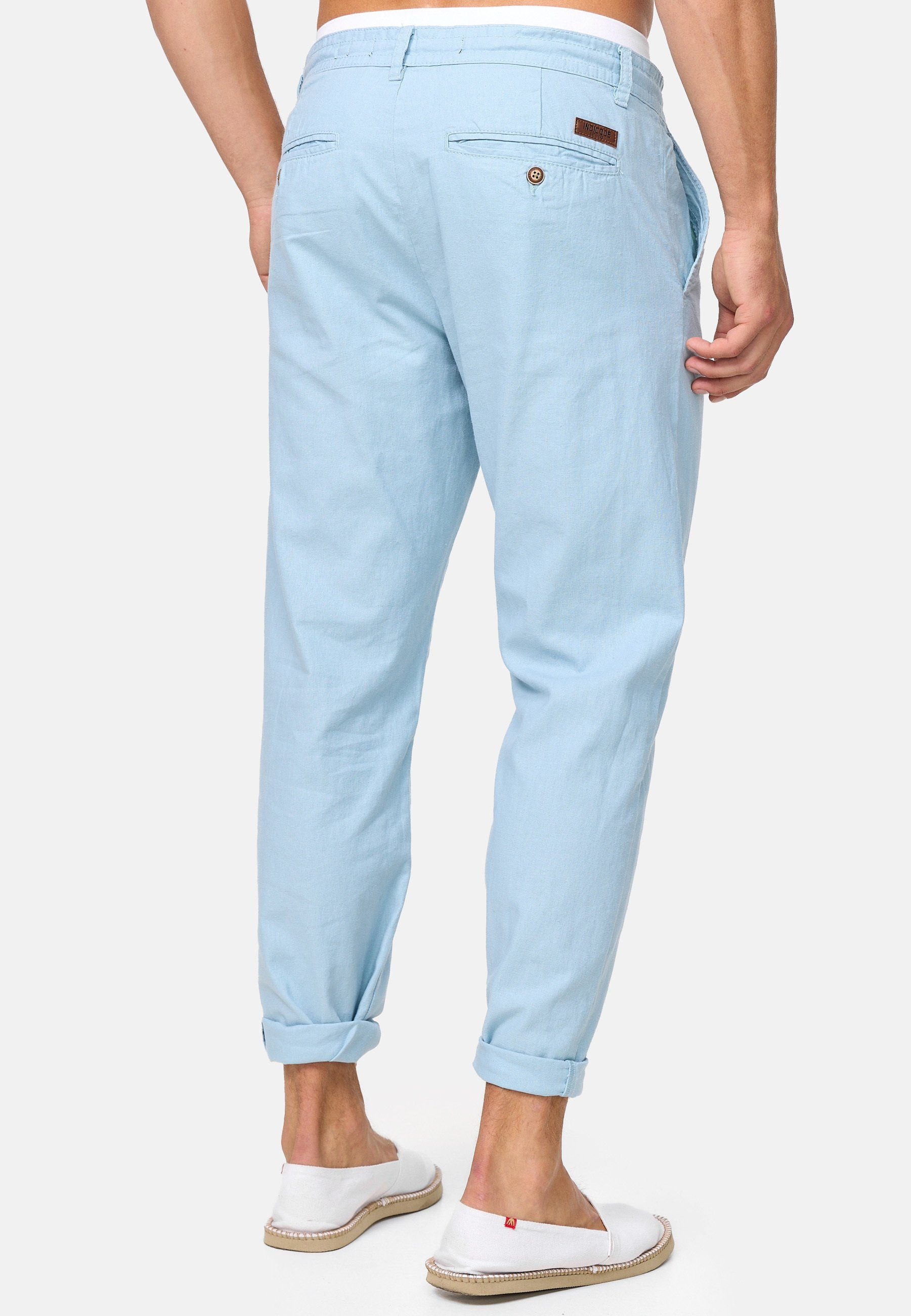 Blue Veneto Wave Indicode Leinenhose