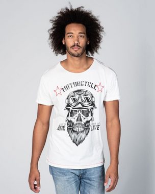 Key Largo T-Shirt für Herren Bearded Biker Skull Print Motiv vintage Look MT00203 Rundhalsauschnitt bedruckt kurzarm slim fit