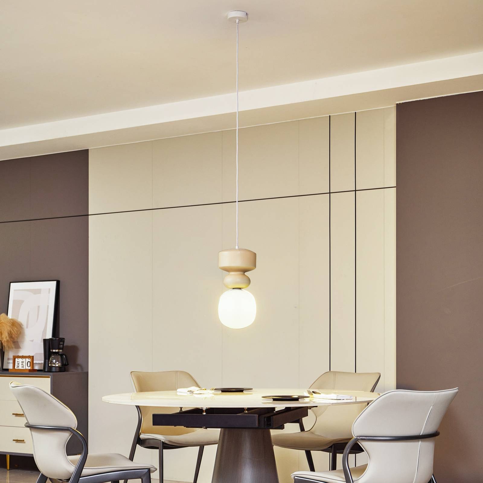 Lucande Hängeleuchte Fidelo, Keramik Weiß IP20, 1 x 10 W LED