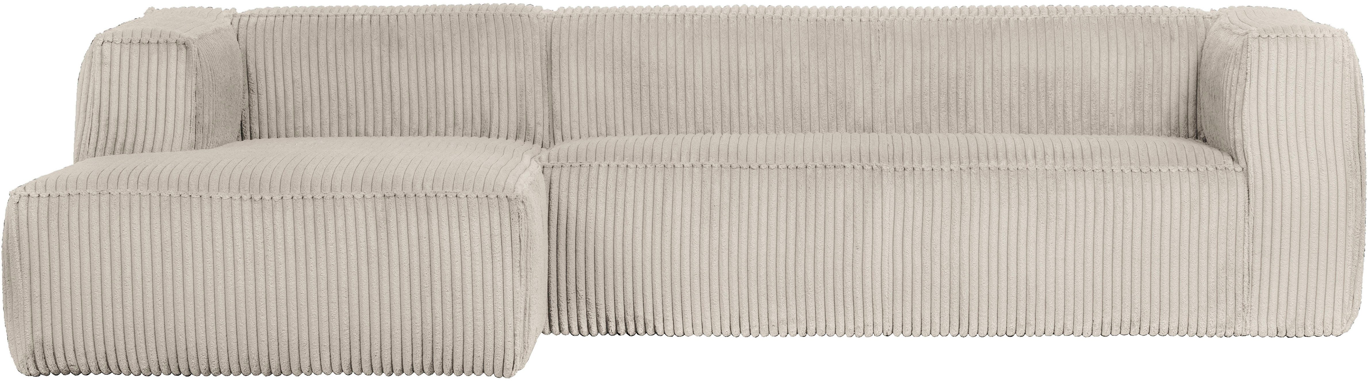 WOOOD Ecksofa Bean Bezug Links mit hoher Sitzkomfort, H 73 x B 305 x T 96/175 cm, Ripsstoff, Tragkraft 400 kg, Gute Verschleißfestigkeit, pflegeleicht
