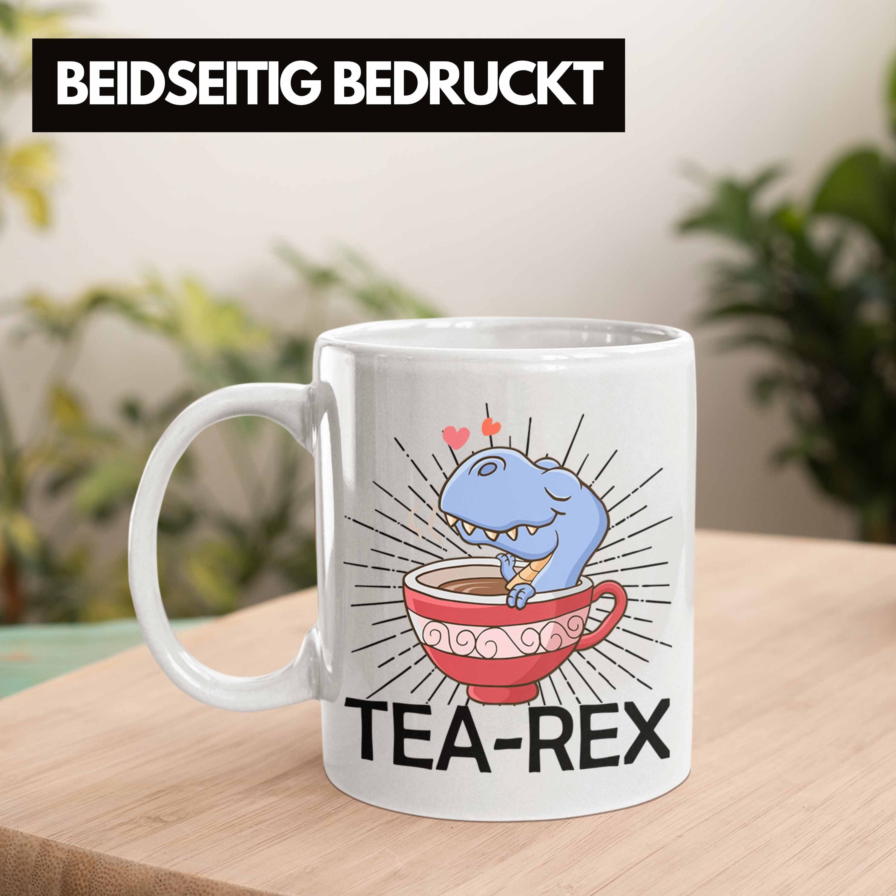 Weiss Tasse Wortspiel Geschenkidee Dinosaurier Tasse Rex Trendation - Geschenk T-Rex Tea Trendation
