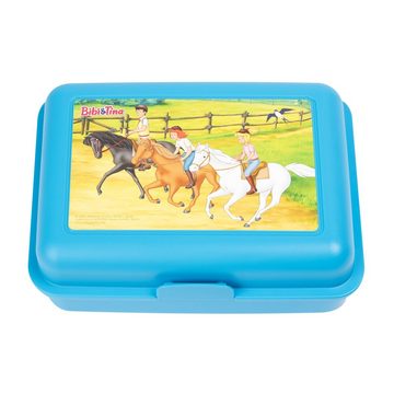 United Labels® Lunchbox Bibi & Tina Brotdose - Pferde Butterbrotdose mit Trennwand Blau, Kunststoff (PP)