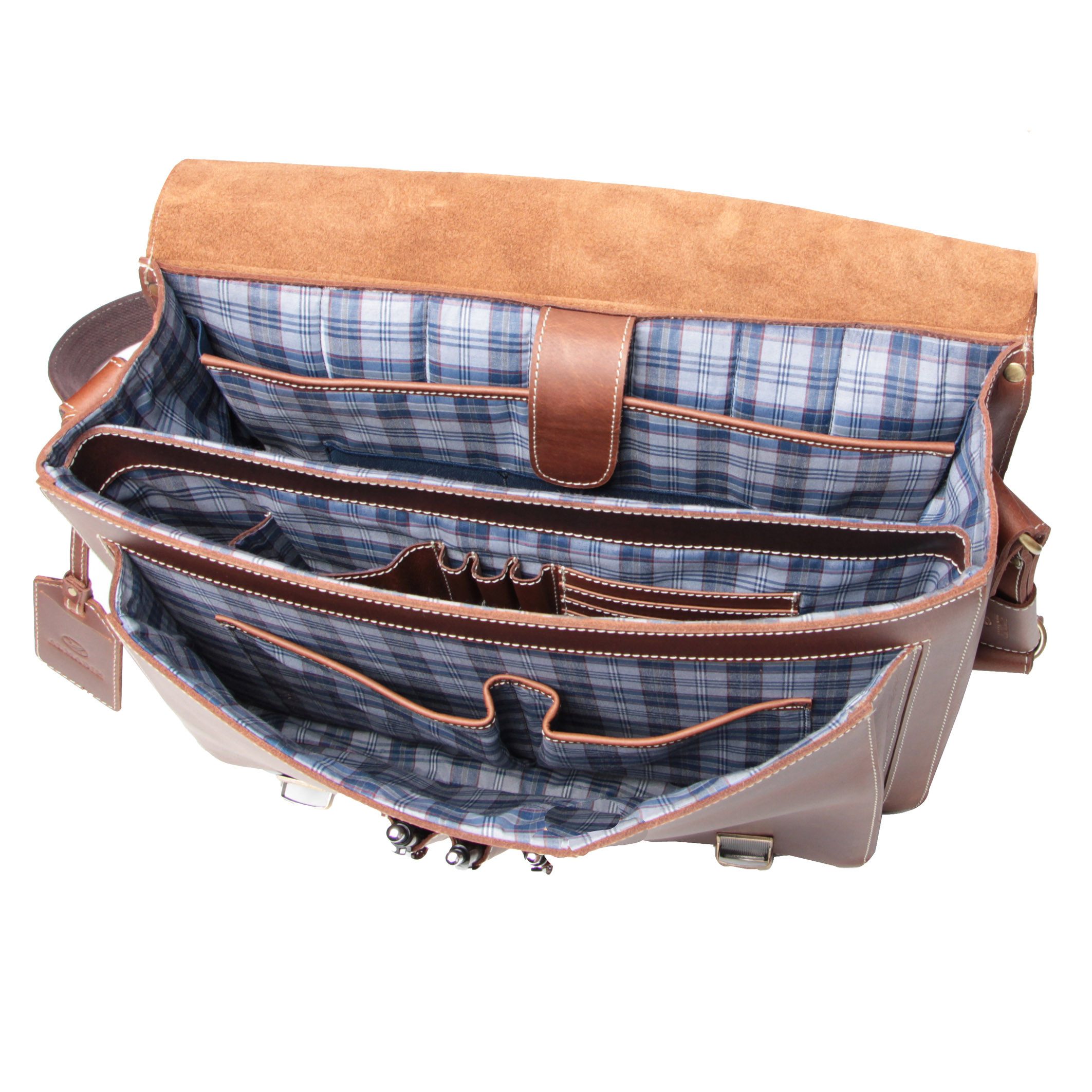 ALMADIH Aktentasche Leder Herren Businesstasche 17 Zoll Lehrertasche Unitasche Braun