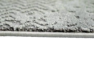 Wollteppich Wollteppich Luxus Teppich abstrakt mit Naturfasern grau creme, Carpetia, rechteckig, Höhe: 7 mm, Maschinengewebt