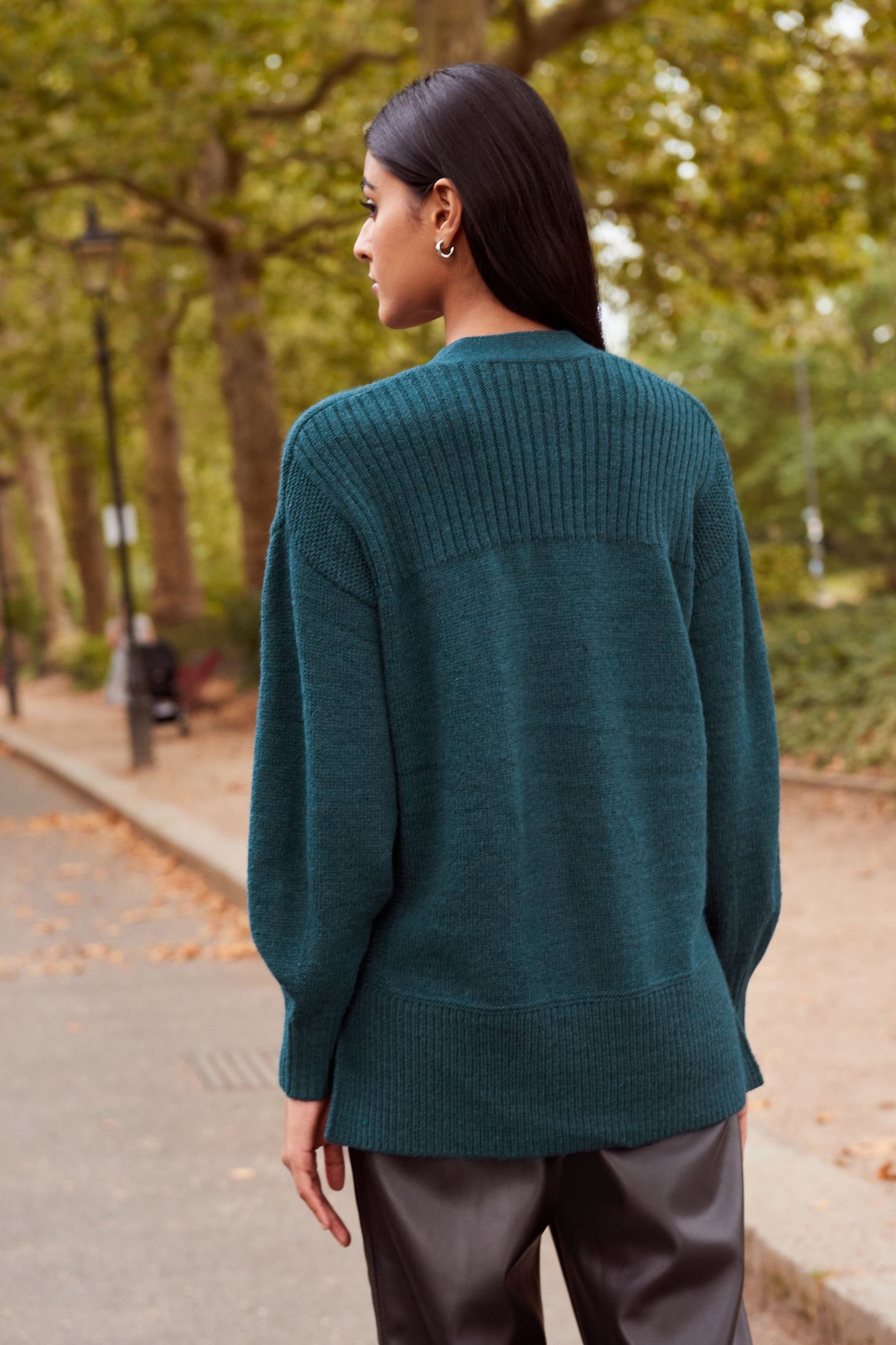 Next Strickjacke Strukturierte Teal (1-tlg) Strickjacke Blue