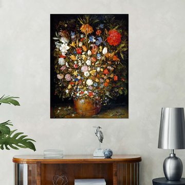 Posterlounge Wandfolie Jan Brueghel d.Ä., Blumenstrauß in einem Holzbottich, Malerei