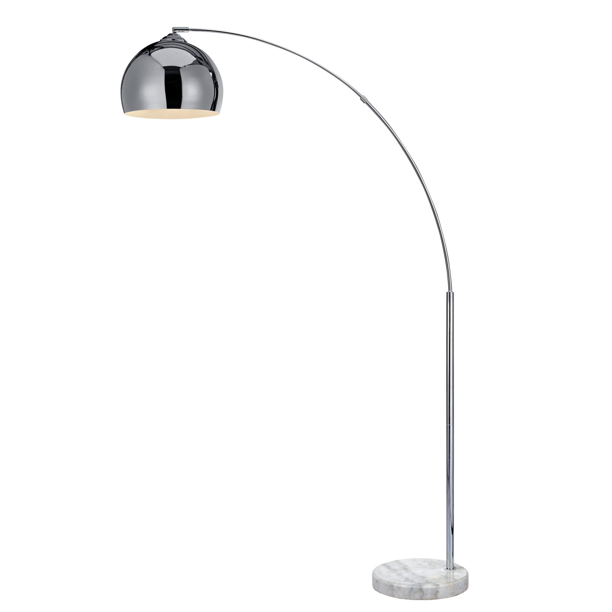 Teamson Home Bogenlampe Gebogene Metall-Stehlampe mit Chromschirm in Silber günstig online kaufen