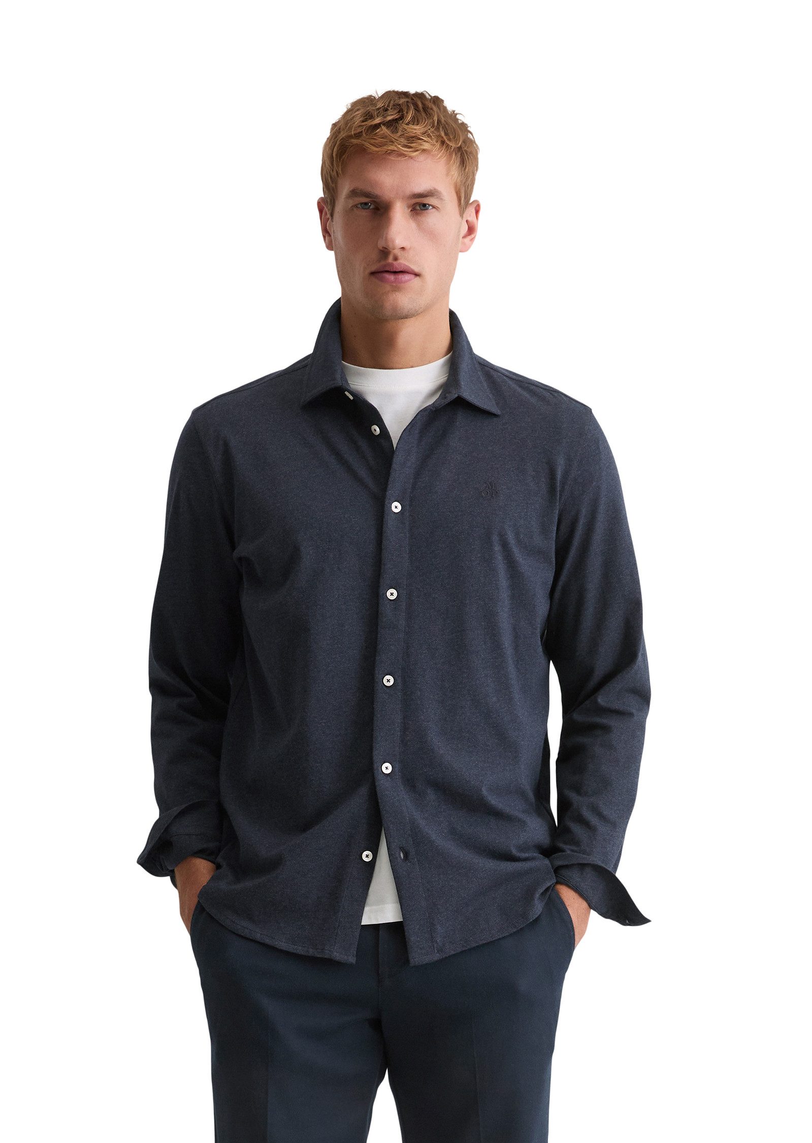 Marc O'Polo Langarmhemd regular fit aus reiner Bio-Baumwolle Jerseyhemd