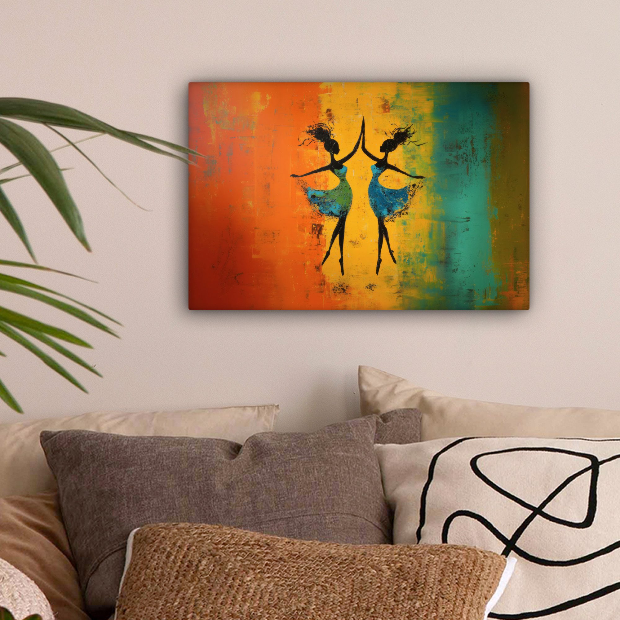 OneMillionCanvasses® Leinwandbild Tanzen - Frauen - Farbtextur, Fotodruck ( günstig online kaufen