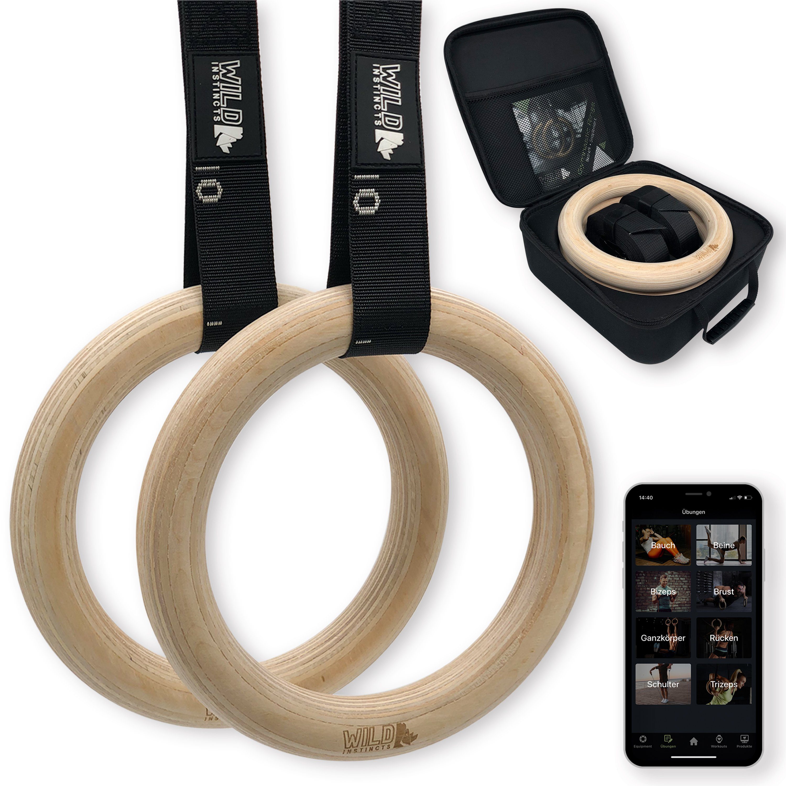 Wild Instincts Trainingsring Crossfit Ringe Ringe Calisthenics Gymnastikringe Aus Holz 32mm Set 2 Birkenholzringe 2 Gurtbander Passgenaue Tasche Inklusive Webapp Holzringe Zum Turnen Und Trainieren Online Kaufen Otto