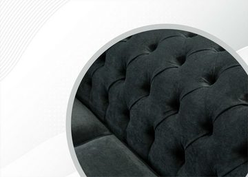 JVmoebel Chesterfield-Sofa Schwarzer Chesterfield Dreisitzer luxus Sofa Design Möbel Neu, Made in Europe