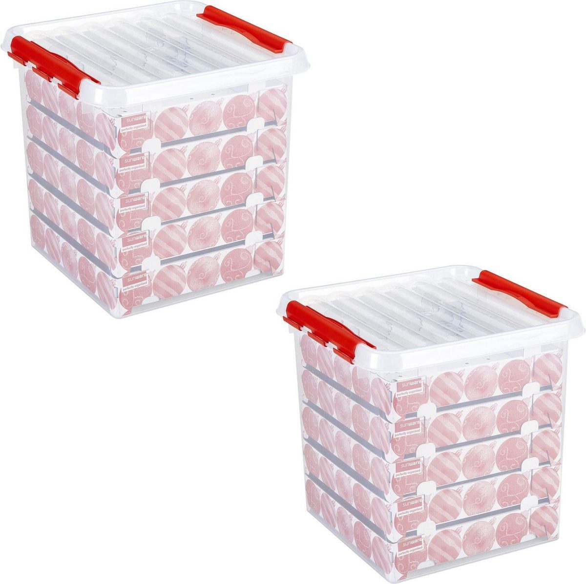 Sunware Aufbewahrungsbox Kerstballen Aufbewahrungsboxen 38 l - 2 Stück - Weihnachtsdekoration (Set, 2 St., 2), Handgriff, Clipschluss, stapelbar