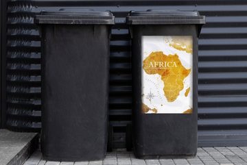 MuchoWow Wandsticker Weltkarte - Afrika - Gold (1 St), Mülleimer-aufkleber, Mülltonne, Sticker, Container, Abfalbehälter