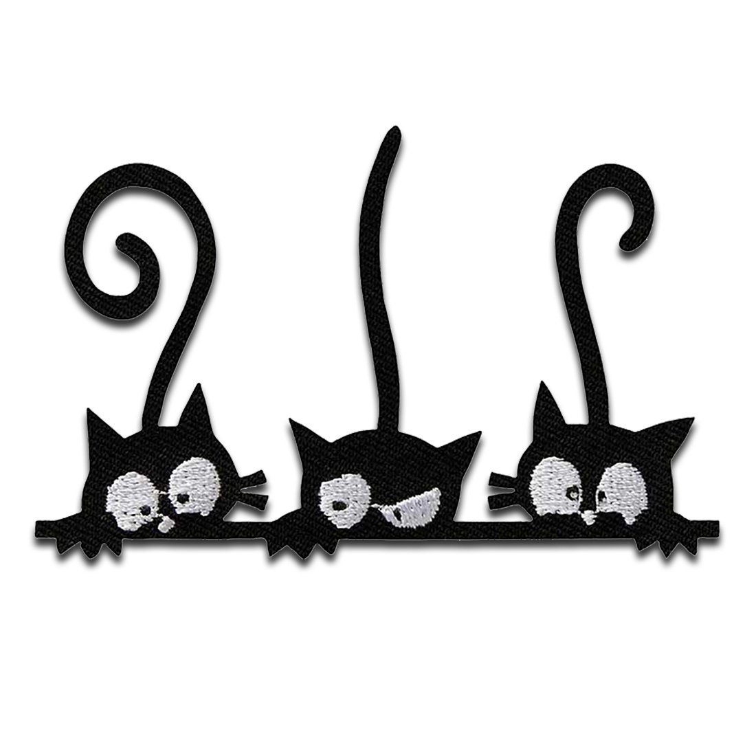 Mono-Quick Aufnäher Bügelbild, Aufbügler, Applikationen, Patches, Flicken, zum aufbügeln, Polyester, Drei Katzen Tier - Größe: 8,8 x 5,5 cm