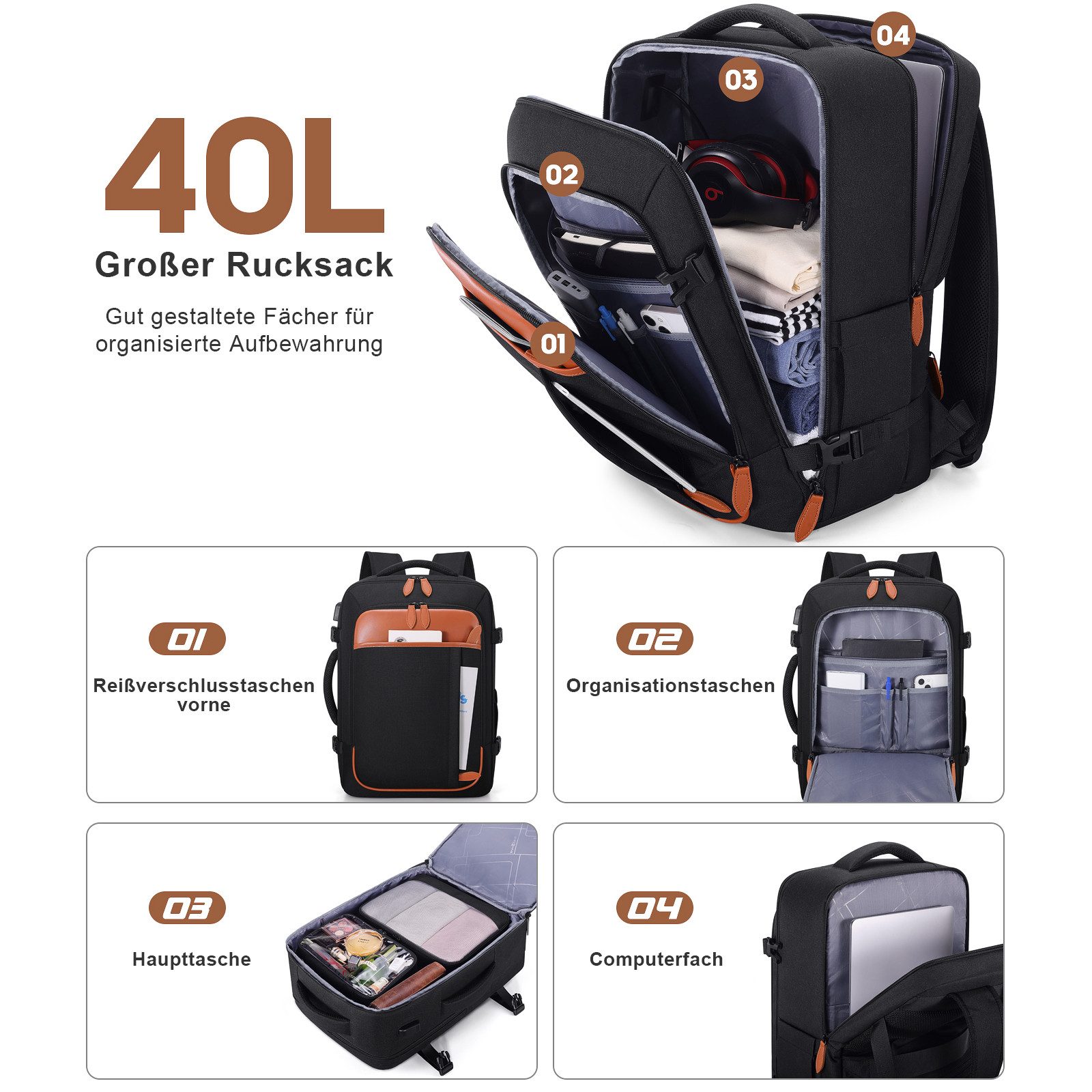 OKWISH Reiserucksack Laptoprucksack Freizeitrucksack Handgepäcktasche (mit günstig online kaufen