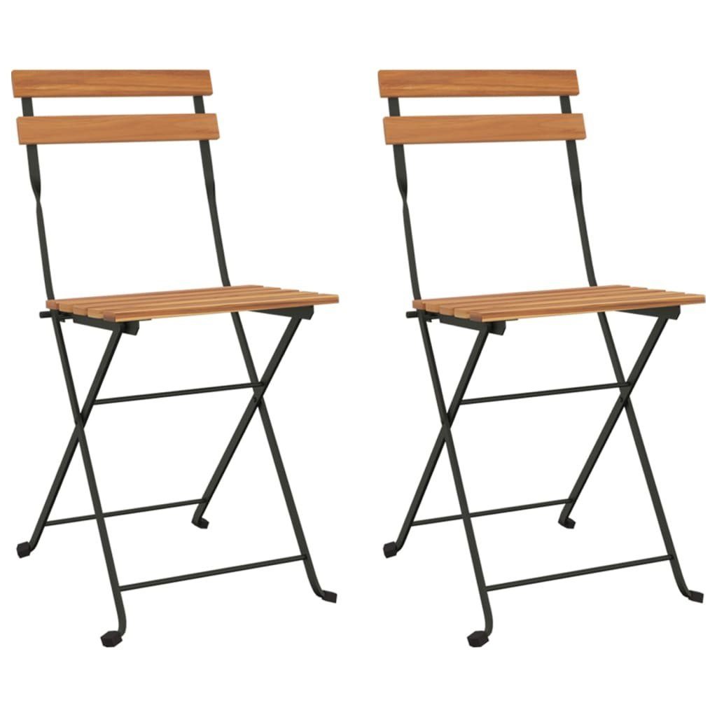 vidaXL Gartenstuhl Klappstühle, 2 Stück, Massivholz und Stahl (2 St), Klappstühle, 2 Stück, Massivholz Teak und Stahl