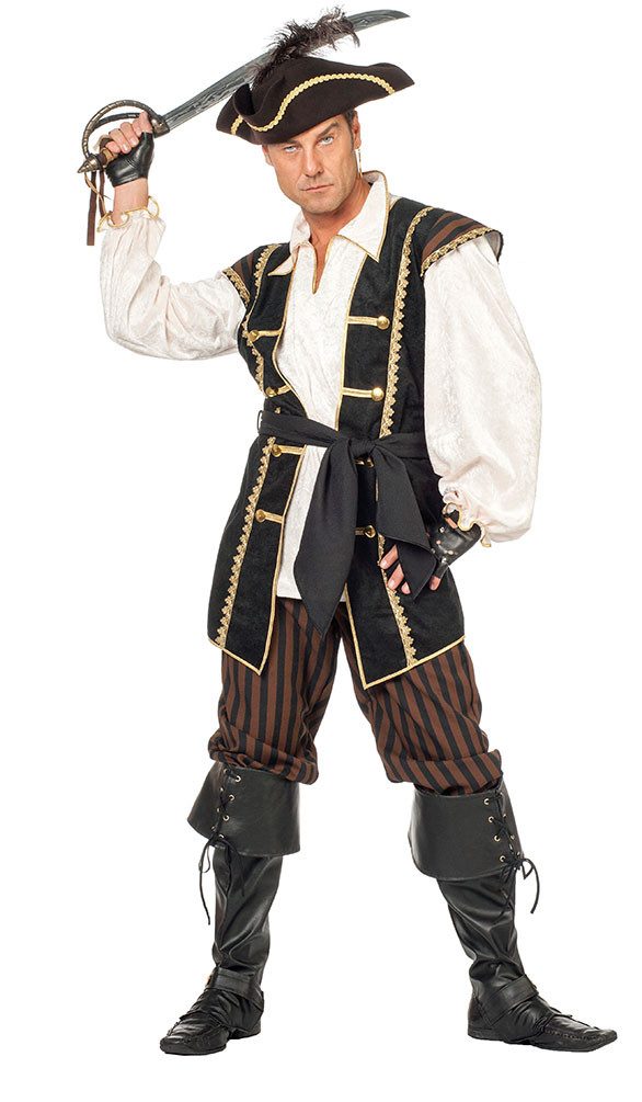 Karneval-Klamotten Piraten-Kostüm Herren Piratenkapitän Komplett hochwertig, Männerkostüm Seeräuber Freibeuter Pirat Gruppenkostüm
