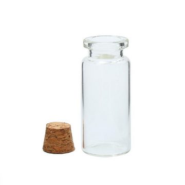 ZADAWERK Deko-Glas Mini-Glasflaschen mit Korken (10 ml - Ø 22x50 mm, 20 St., Set), Fläschchen für Kleinteil-Aufbewahrung - Öl - Gewürze - Likör - Puder