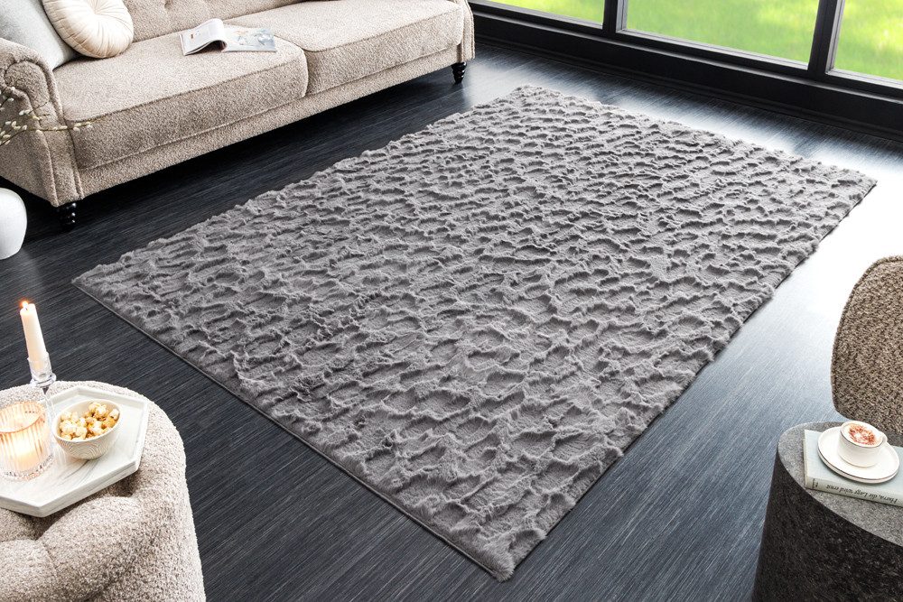 riess-ambiente Designteppich DUNE 230x160cm anthrazit - - 3D-Hochflor, Hoch-Tief-Effekt, modern, rechteckig, Höhe: 36 mm, Hochflor-Teppich für Indoor - ideal für Wohn- und Schlafzimmer