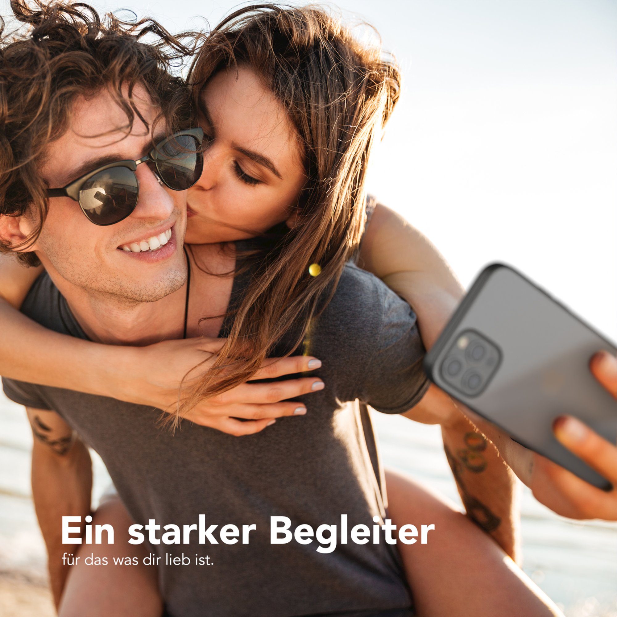 EAZY CASE Handyhülle Bumper Case für Apple iPhone 12 / iPhone 12 Pro 6,1 Zoll, Hülle Durchsichtig kratzfest Back Cover mit Displayschutz Schwarz – Bild 2 von 5