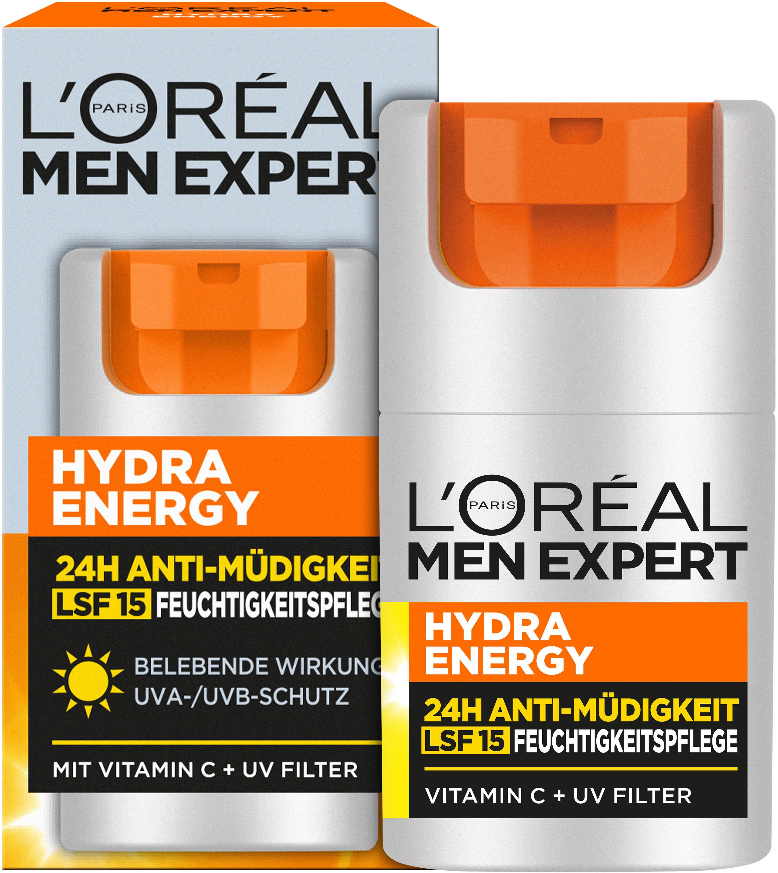 L'ORÉAL PARIS MEN EXPERT Gesichtsgel HYDRA ENERGY 24H ANTI-MÜDIGKEIT FEUCHTIGKEITSPFLEGE LSF15, mit Lichtschutzfaktor