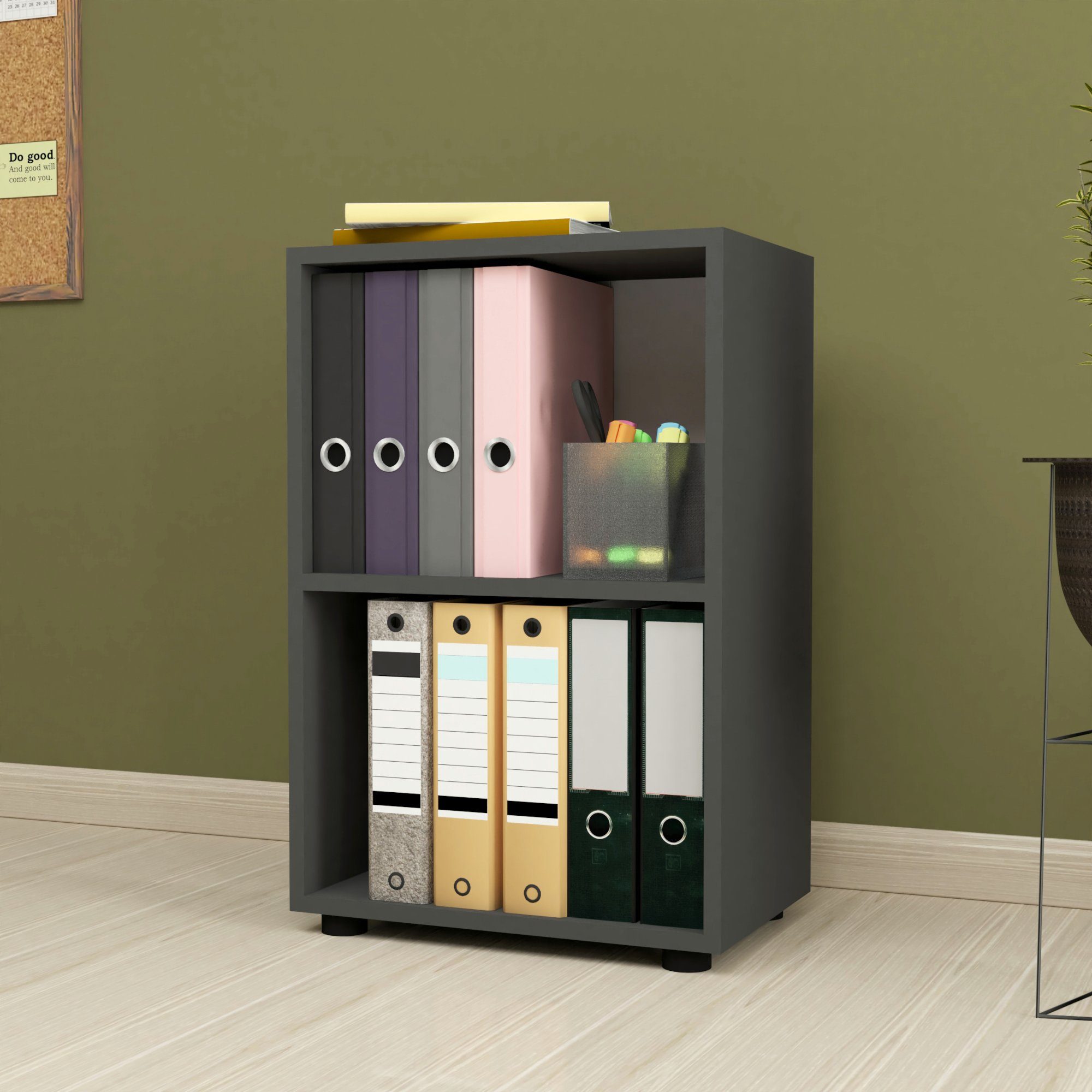 en.casa Bücherregal, »Vara« mit 2 Ablagen 74 x 49 x 30 cm Anthrazit günstig online kaufen