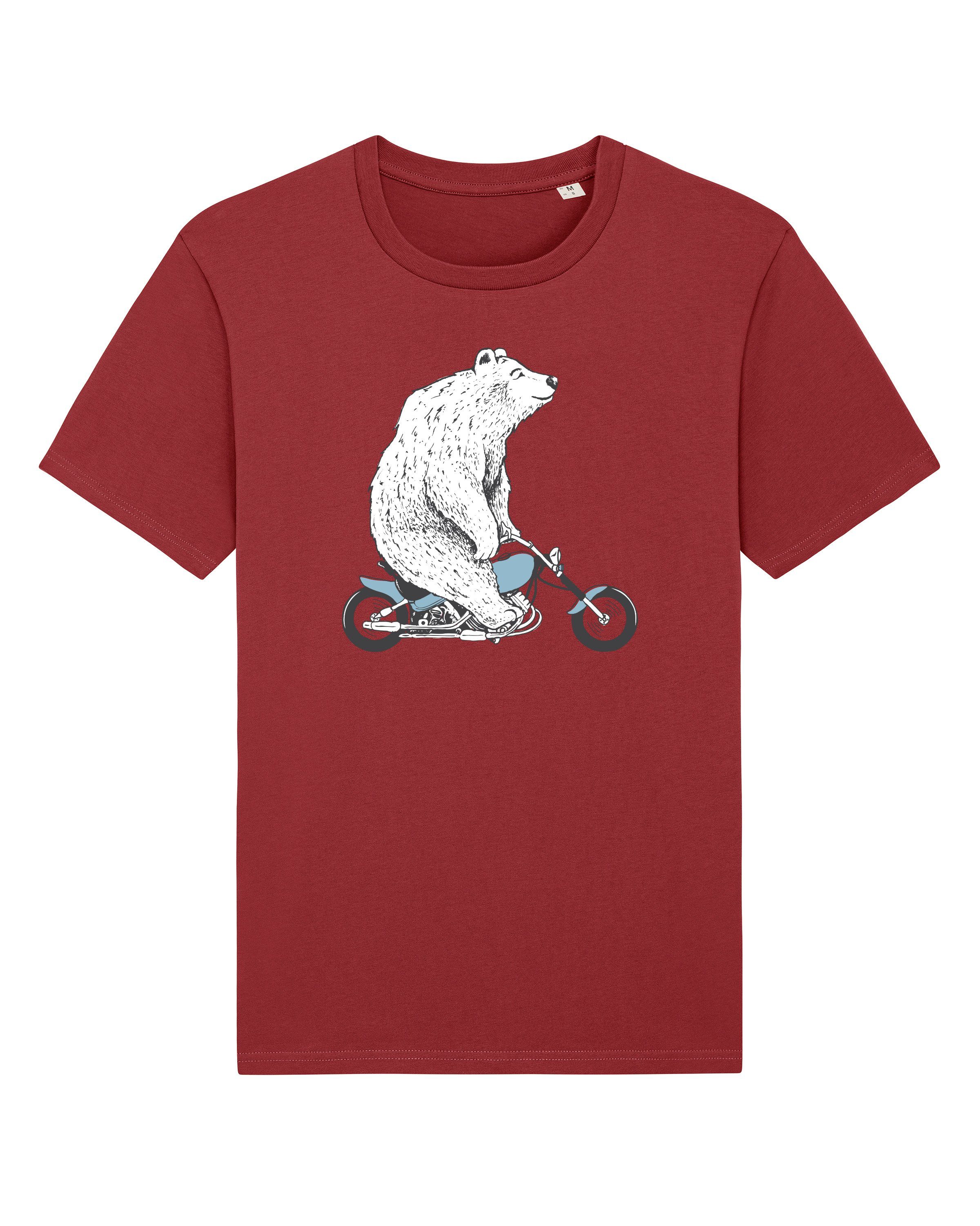 wat? Apparel Print-Shirt Bär auf Bike (1-tlg) Red Earth