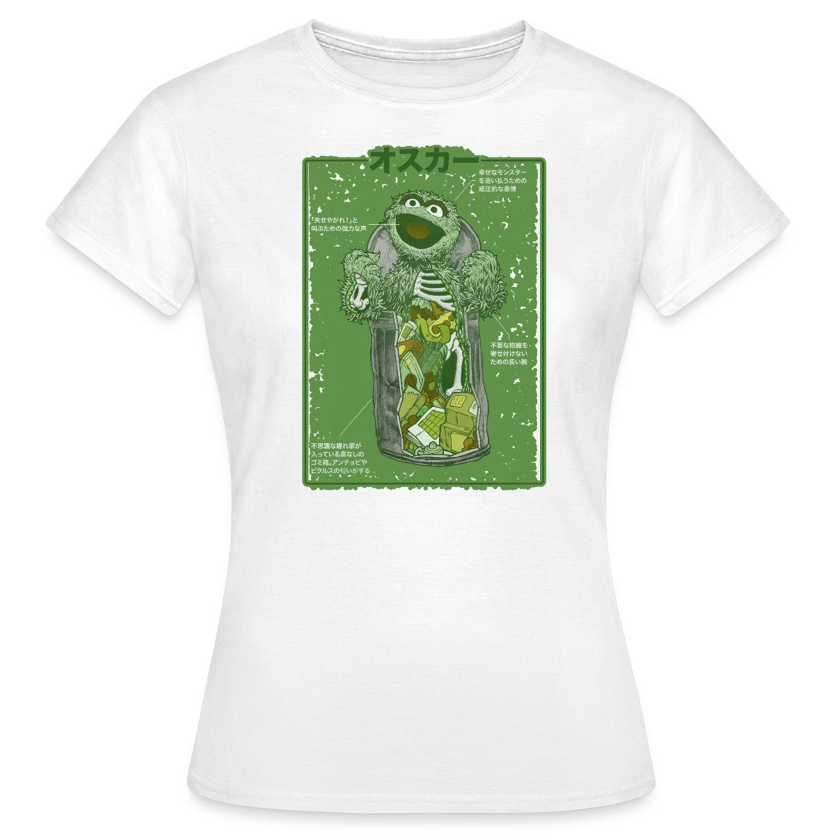 Spreadshirt T-Shirt Sesamstraße Oscar Anatomie Mülltonne Frauen T-Shirt (1-tlg)
