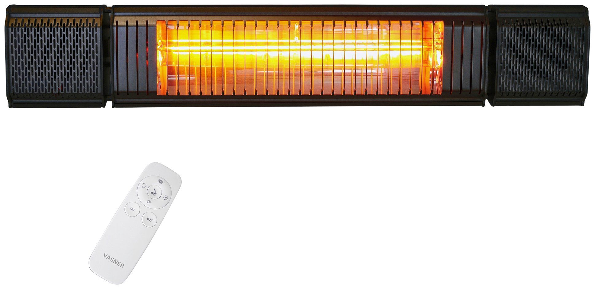 Vasner Heizstrahler Bluetooth, schwarz, Appino BEATZZ, 2000 W, Wand / Decke mit Musik & LED