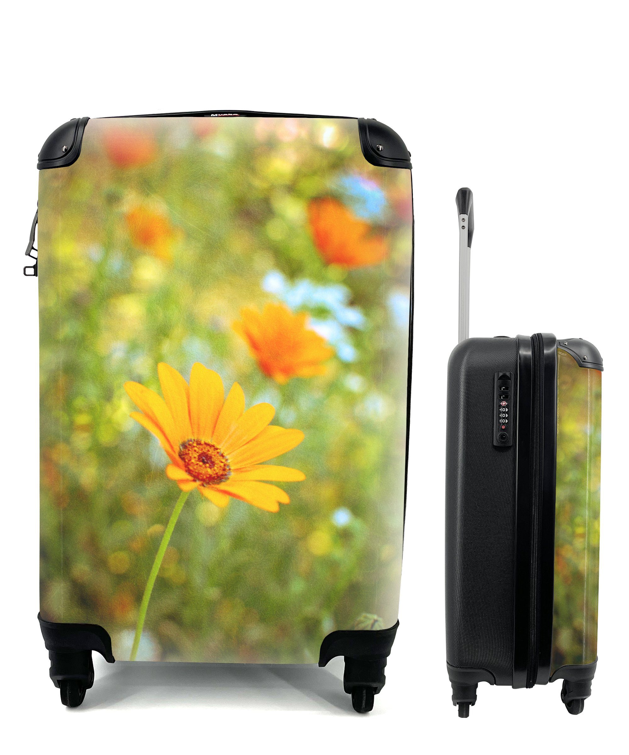 MuchoWow Handgepäckkoffer Ringelblume aus der Nähe, 4 Rollen, Reisetasche mit rollen, Handgepäck für Ferien, Trolley, Reisekoffer