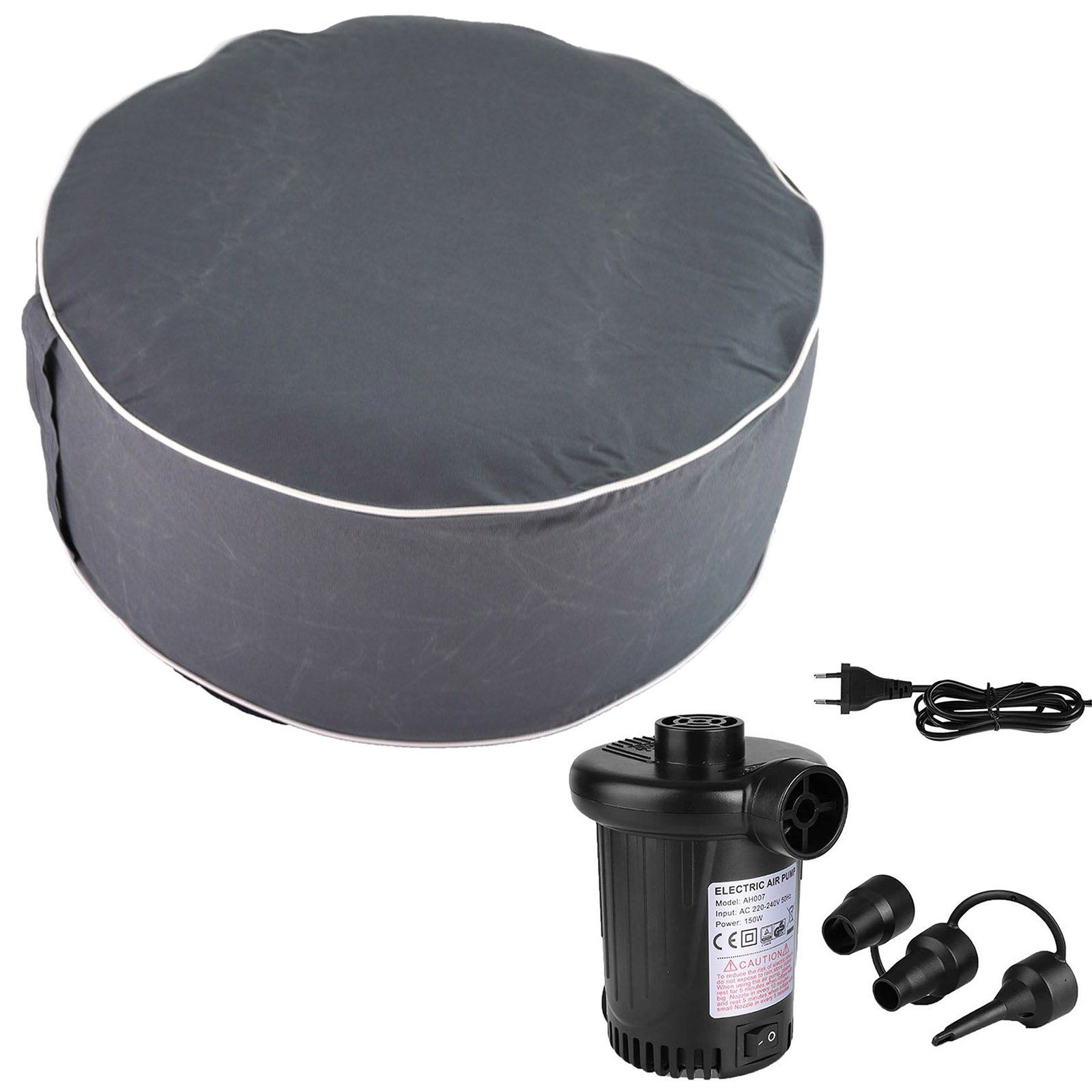 HAC24 Pouf Pouf Sitzhocker Inkl. Elektrische Luftpumpe mit 3 Ventil-Aufsätze (Set, 2-St), 54 x 26 cm