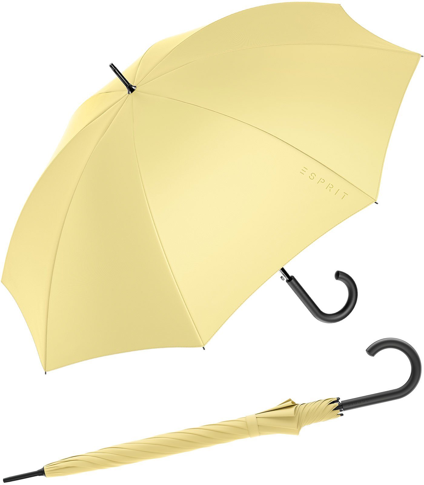 Esprit Stockregenschirm Damen-Regenschirm mit Automatik FJ 2022, groß und stabil, in den Trendfarben gelb