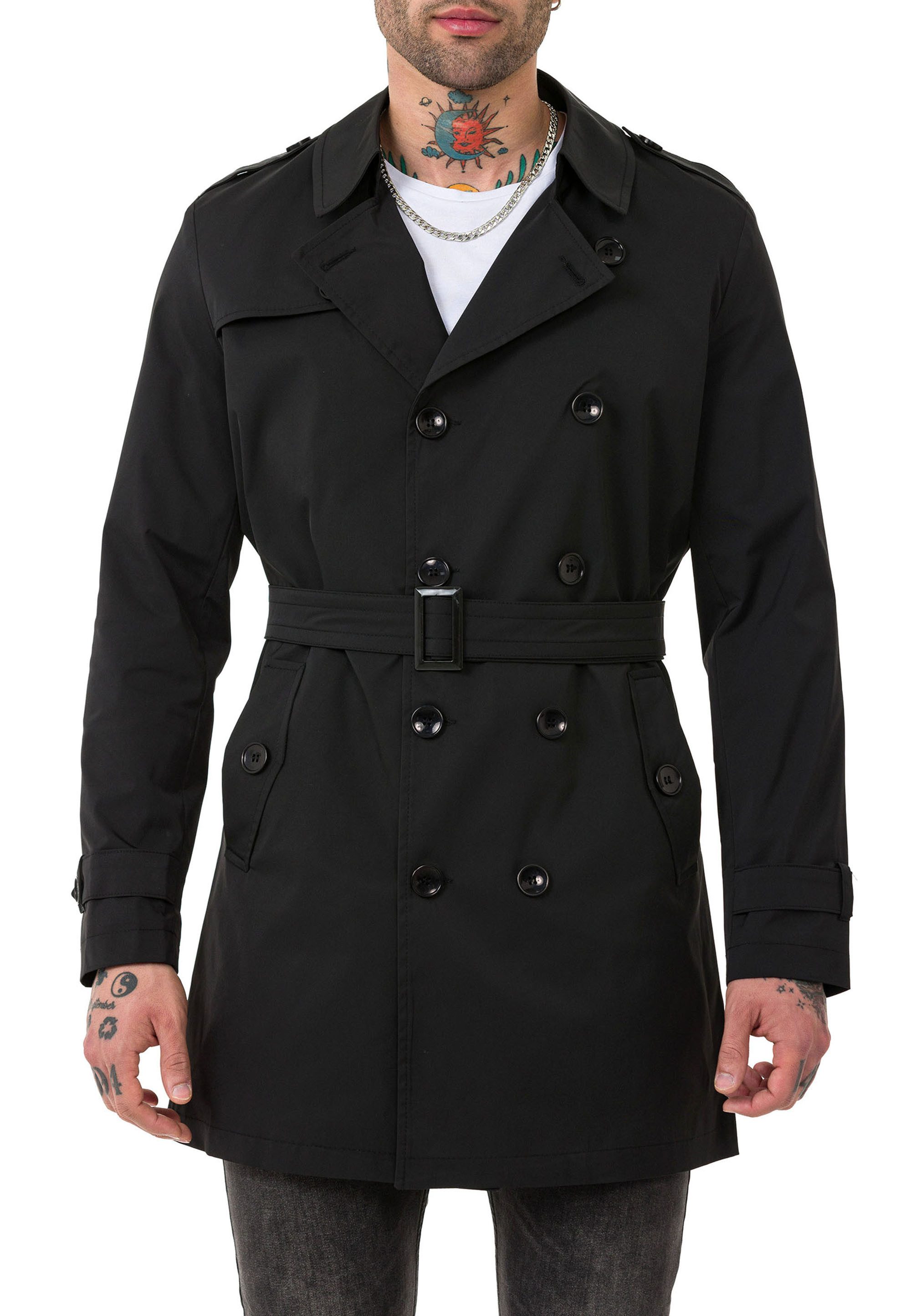 RedBridge Trenchcoat mit Gürtel und doppelreihigem Design Casual