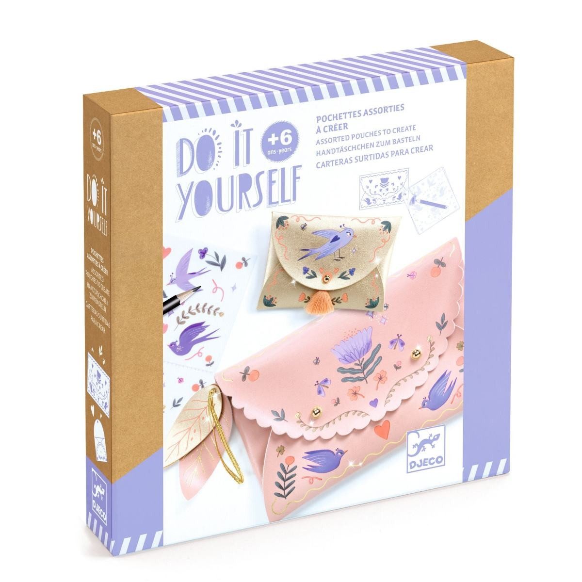 DJECO Kreativset DIY Bastelset Handtäschchen und Geldbörse Fashionista