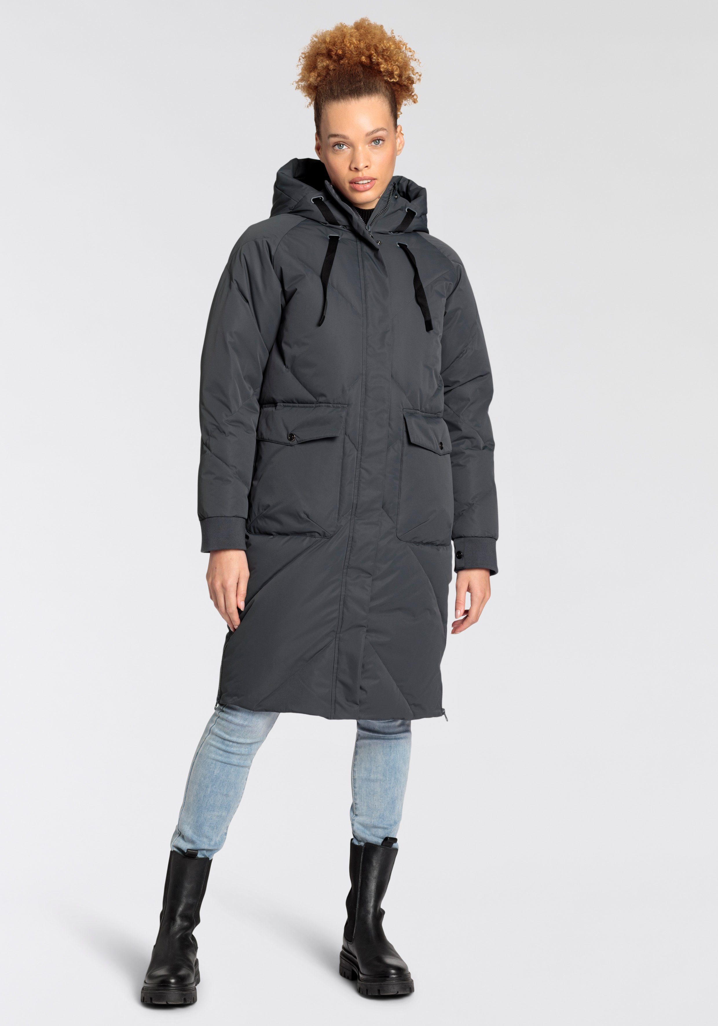 Polarino Daunenmantel im Oversize-Fit, wasserabweisend, atmungsaktiv günstig online kaufen